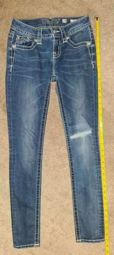 MISS ME SKINNY DENIM JEANS WITH EMBROIDED FEATHERS SIZE 24 - Thumbnail 4