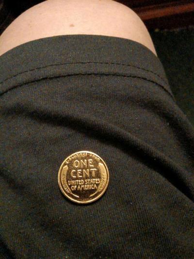 1943 golden steel wheat penny world war two era coin - Thumbnail 6
