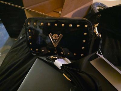 Valentino Orlandi V Logo Double Zip Vegan Leather Camera Bag - Thumbnail 2