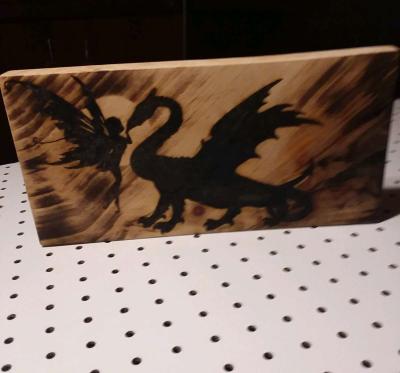 Dragon Fairy Moon pyrography