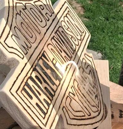 Harley Davidson pyrography