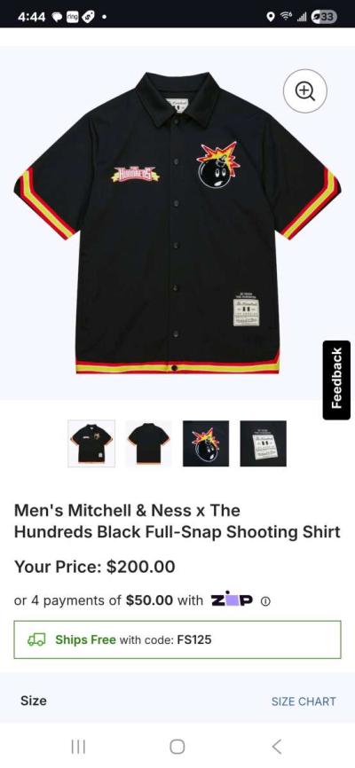 Mens Mitchell  Ness x The Hundreds Black FullSnap Shooting S - Thumbnail 5