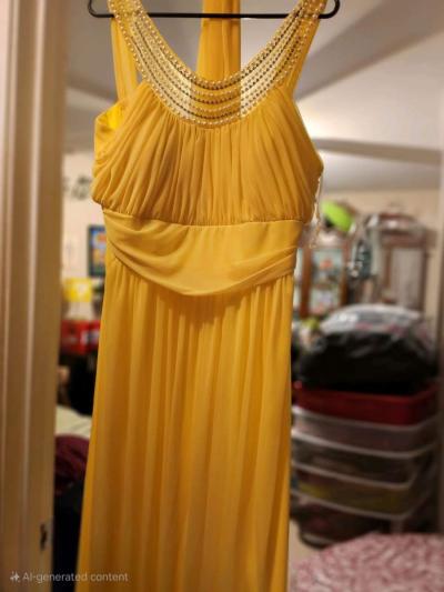 Fiesta Yellow Maxi Dress with Beaded Neckline - Thumbnail 2
