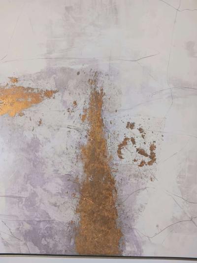 Modern Abstract Canvas Wall Art  Gold  Neutral Tones - Thumbnail 5
