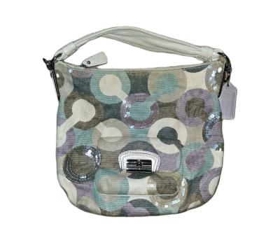coach Kristin Multicolor Graphic Op Art Sequin Hobo Shoulder - Thumbnail 3