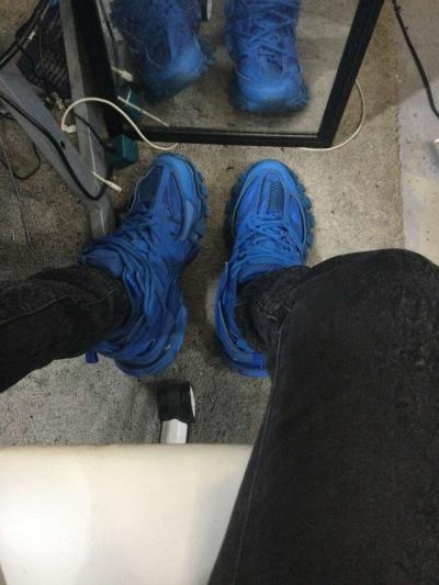 balenciaga blue tracks designer shoe size 10 sneaker clean - Thumbnail 3