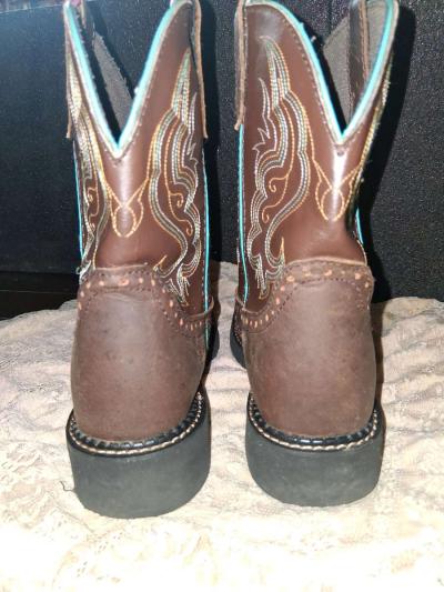 Womens Justin Gypsy Brown Leather Teal Boots s 9B - Thumbnail 3