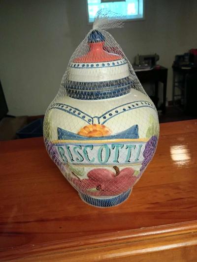 Vintage Biscotti Ceramic Jar And Vase Never Opened
