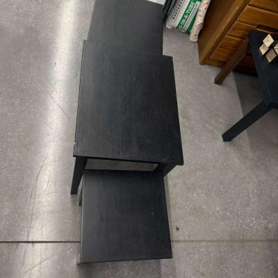 3 black tables slide under the other for easy storing used - Thumbnail 2