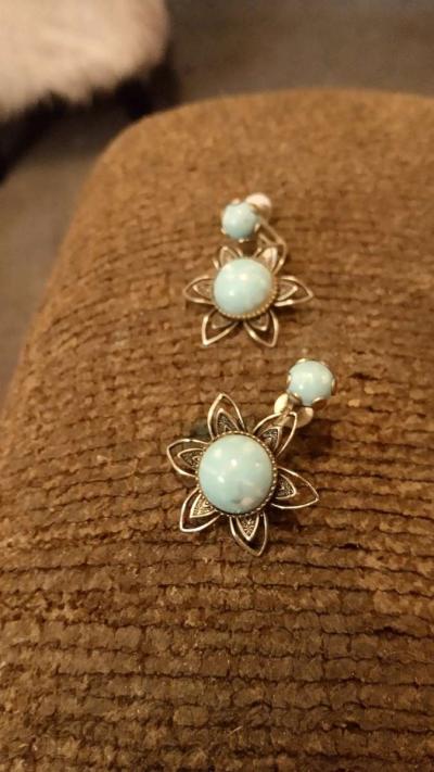 vintage clip on earrings and turquoise ring size 7
