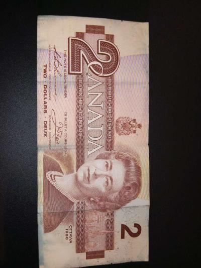 1986 Canadian 2 bank note - Long Barn, California