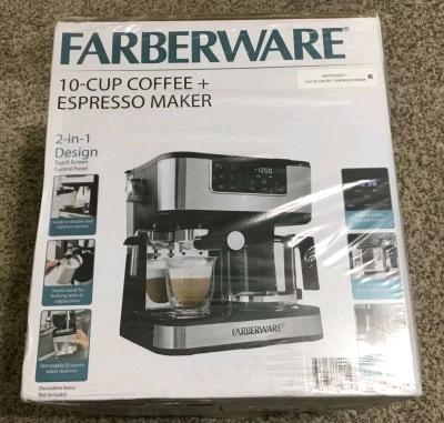 FARBERWARE DUAL BREW 10 CUP COFFEE  ESPRESSO MAKER TOUCHSCRE