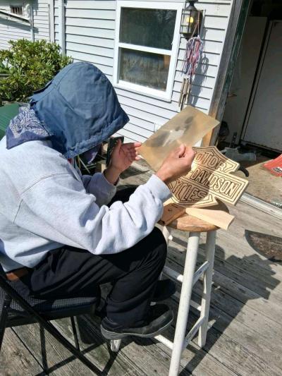 Harley Davidson pyrography - Thumbnail 5