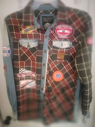 Heritage America L Distressed Denim Flannel Jacket Gas  Oil - Thumbnail 2