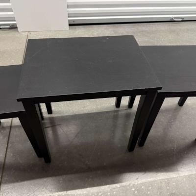 3 black tables slide under the other for easy storing used - Thumbnail 5