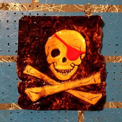 Pirate Skull relief carving
