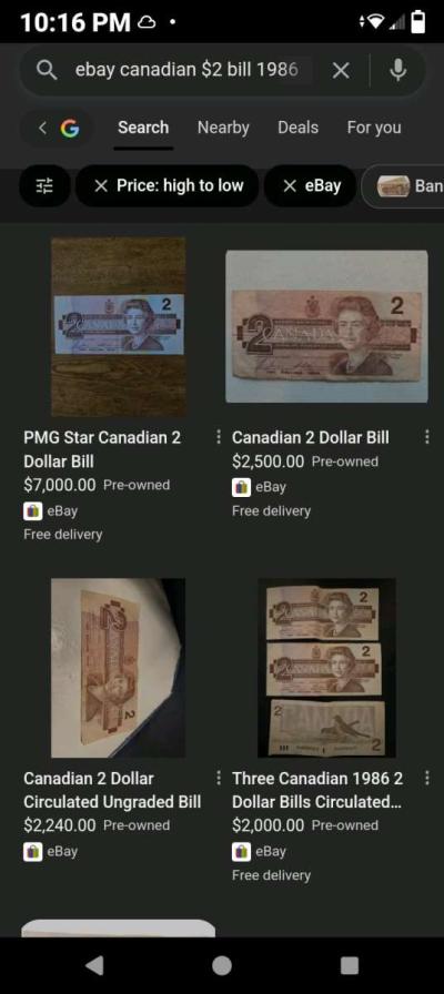 1986 Canadian 2 bank note - Thumbnail 3