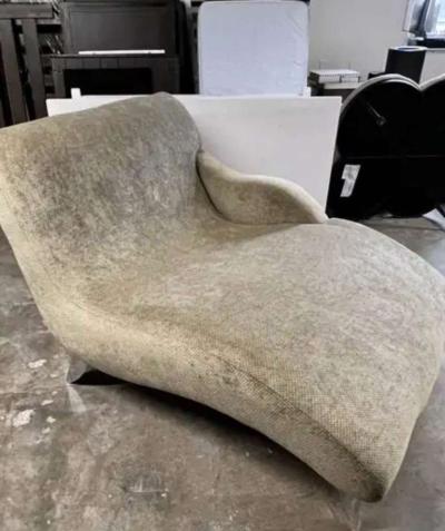 Double Wide Chenille Modern Curved Chaise Lounge - Thumbnail 2