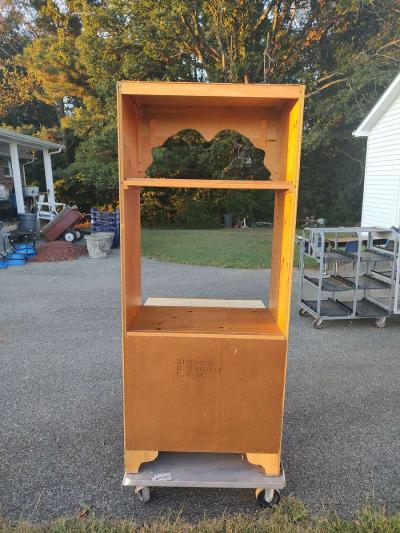 wooden entertainment center with three shelves - Thumbnail 3