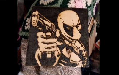 Deadpool pyrography wall decor