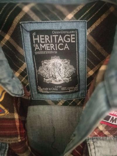 Heritage America L Distressed Denim Flannel Jacket Gas  Oil - Thumbnail 3