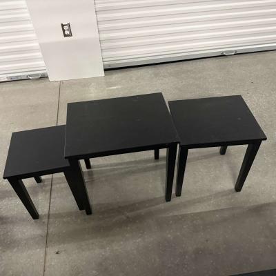 3 black tables slide under the other for easy storing used - Thumbnail 3