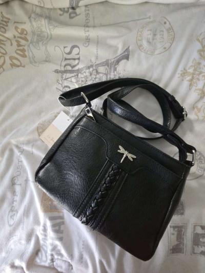 Le Bug Black Faux leather purse w dragonfly - Thumbnail 5