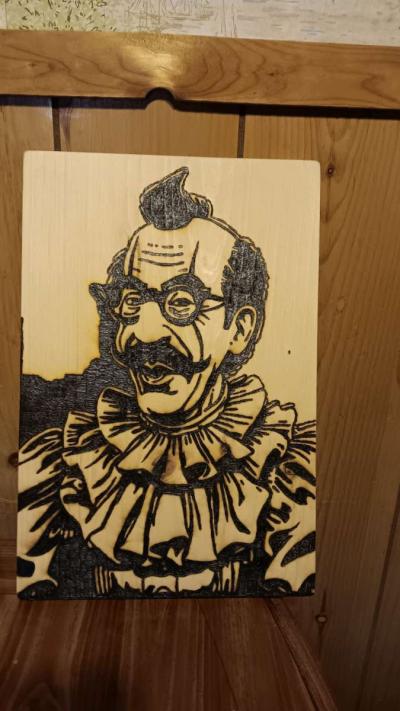 Groucho the Clown pyrography - Thumbnail 3