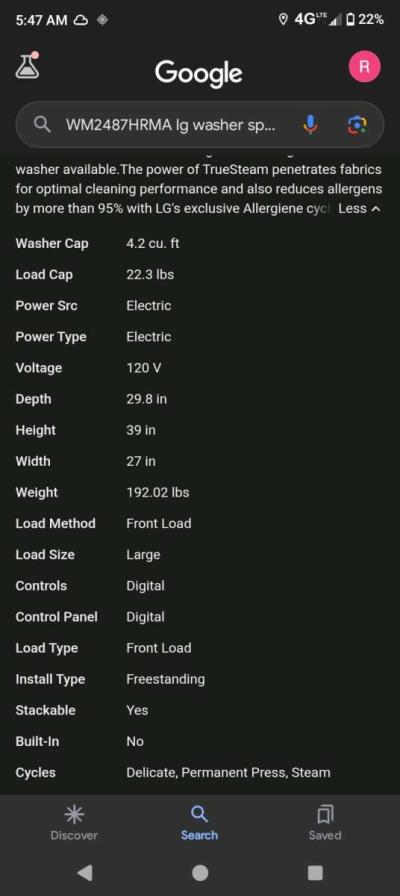 LG STACKABLE WASHER DRYER - Thumbnail 5