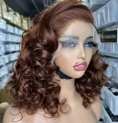 13x4 Brown Curly Hair Wig 16 inches - Thumbnail 3