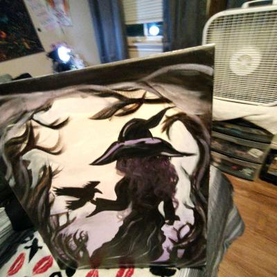 handmade purple witch painting - Thumbnail 4