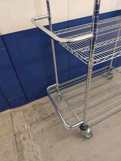 Industrial Chrome 3 Tier Utility Cart - Thumbnail 2