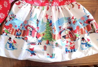 Girl Red and white christmas dress - Thumbnail 3
