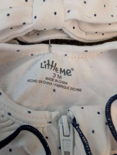 Baby white with blue dots sleepsuit with feet - Thumbnail 3