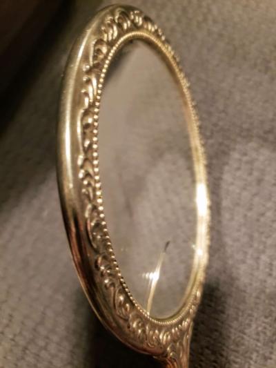 Vintage Silver Plated Vanity Set with Handheld Mirror and Br - Thumbnail 2