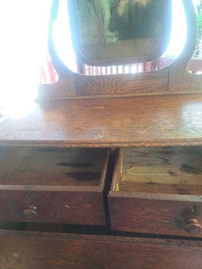 2 antique dressers dated bk to 1910 solid oak - Thumbnail 3