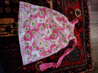 Girl pink dress with green accents