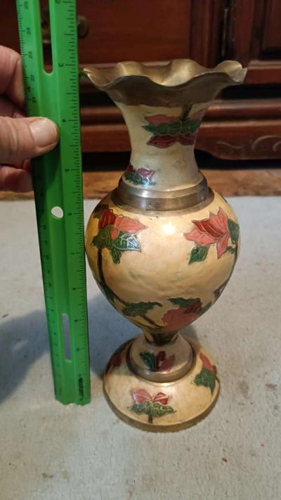 brass hand painted vase - Thumbnail 4