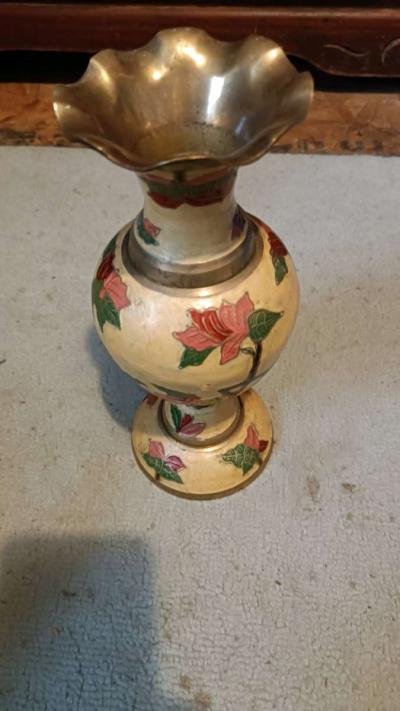 brass hand painted vase - Thumbnail 2