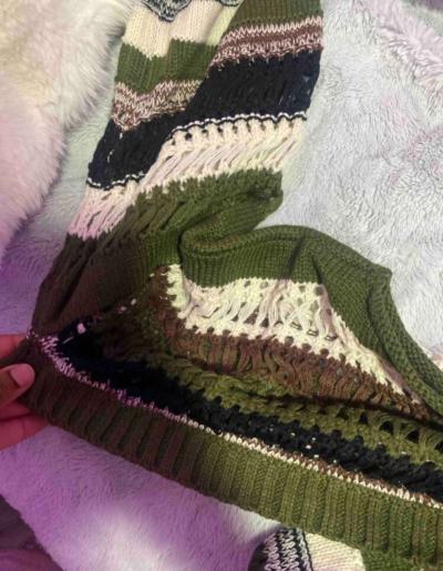 Striped Knit Bell Sleeve Crop Top size small - Thumbnail 3