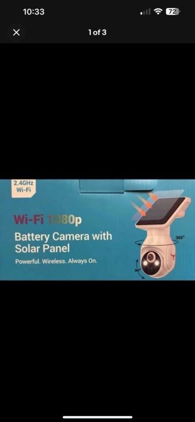 solar powered security camera with 355 degree view - Thumbnail 1
