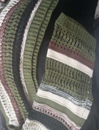 Striped Knit Bell Sleeve Crop Top size small - Thumbnail 6