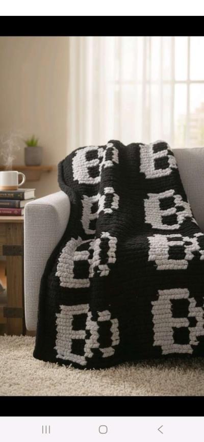 Viral chunky knit blanket Skull Design - Thumbnail 3