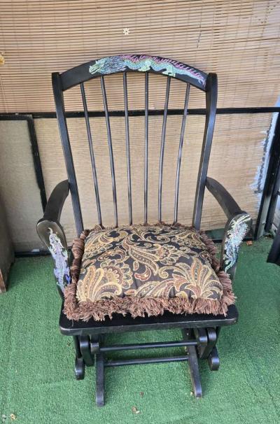black upcycled glider rocker