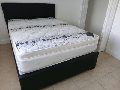 Queen bed frame with Mattress and boxspring brand new - Thumbnail 3