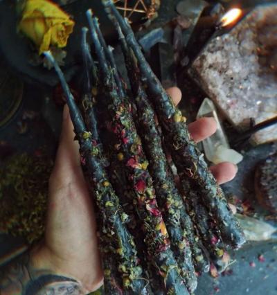 handmade wax ritual herbal candles set of 5 - Thumbnail 2