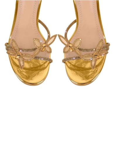Elegant Gold Strappy Sandals - Thumbnail 3