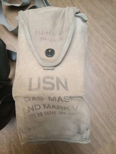 US Navy Mark V Gas Mask  USN Adjustable  with bag and extras - Thumbnail 3