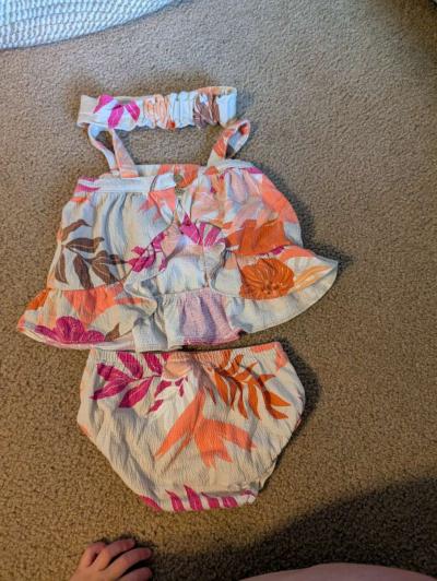 Baby 2 piece summer outfit with headband - Thumbnail 2