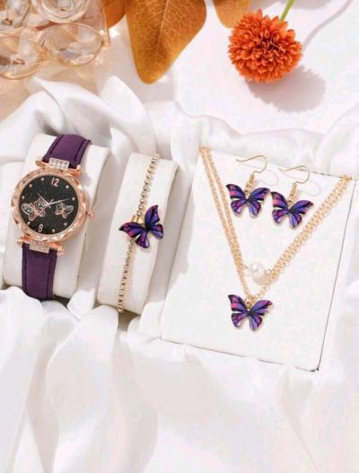 purple butterfly jewelry set - Thumbnail 1